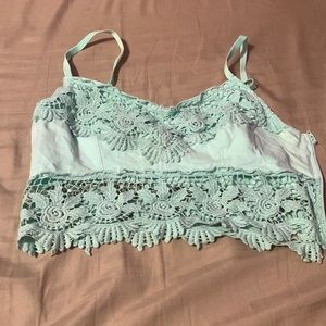 Garage brand bandeau top teal lace